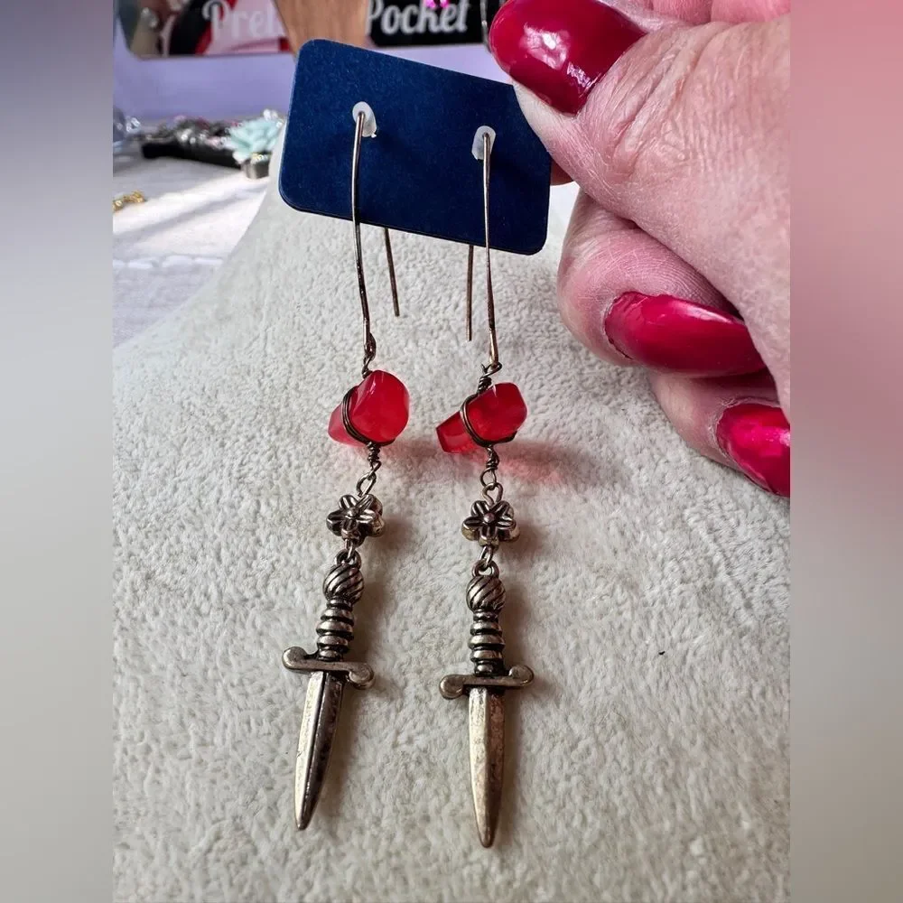 Free People Red Dagger Drop Earrings